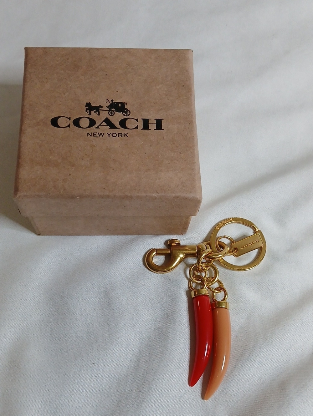 Coach Double Chili Pepper Horn Bag Charm / Keychain